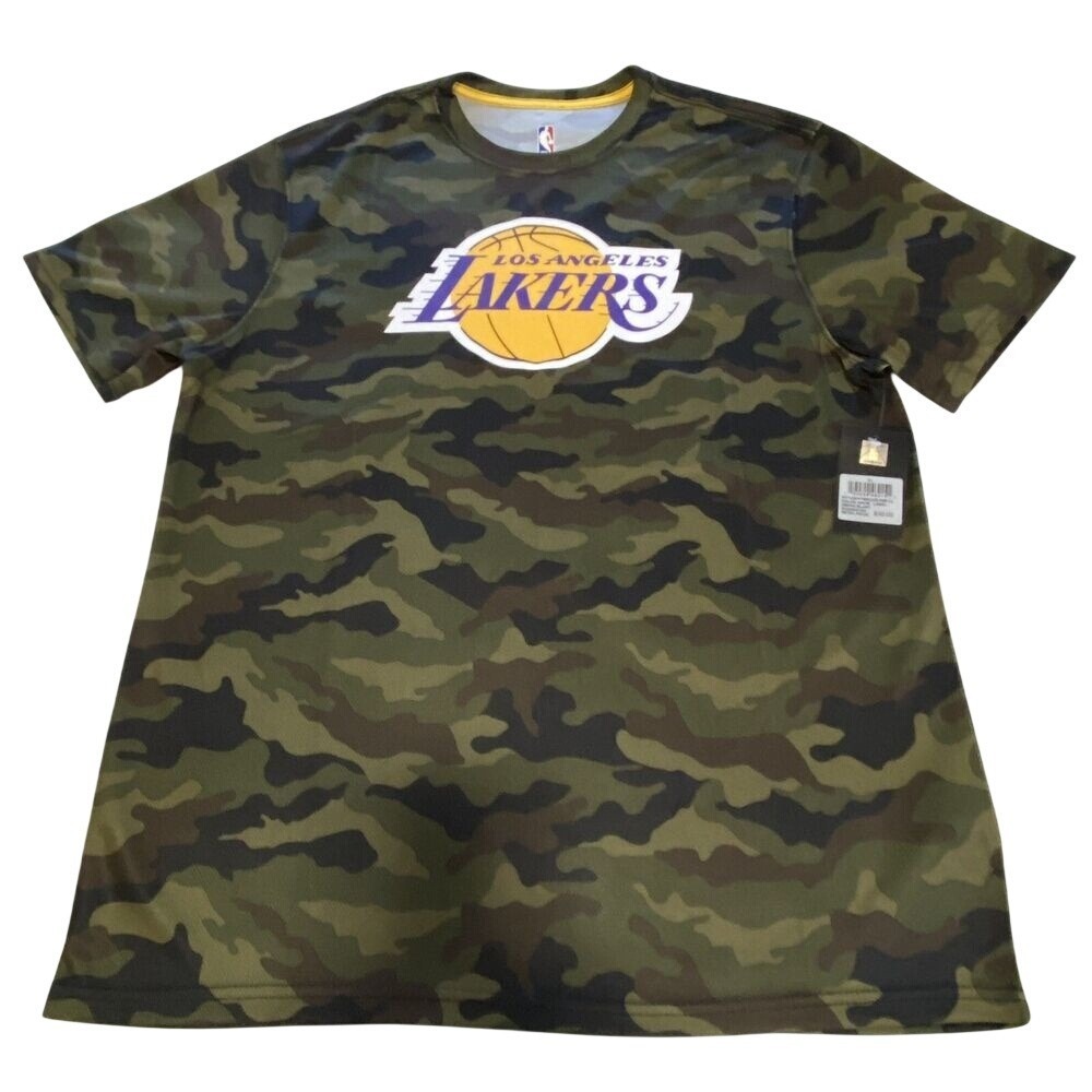 NBA‎ Los Angeles Lakers T-Shirt Mens Youth XL Green Camo Smoke Blast Tee NEW